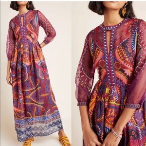 Anthropologie Maren Embroidered Maxi Dress Size 8 - WORN ONCE